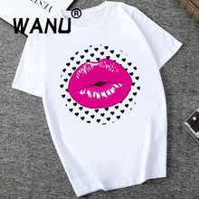 Load image into Gallery viewer, 2019 Women Tops Red Mouth Lip Love Print T Shirts Base O-Neck Short Sleeve Women Tshirt All-match White Tee Funny girls Shirt
